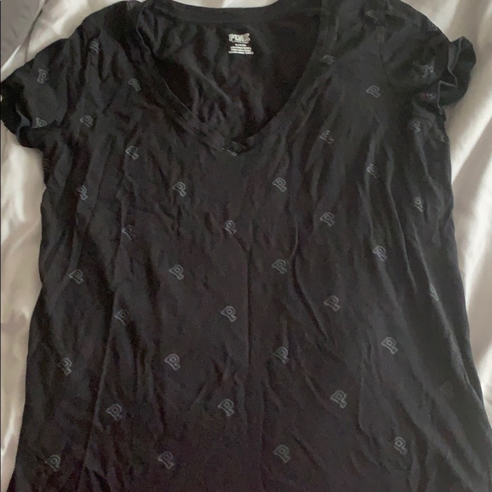 Pink V-neck shirt